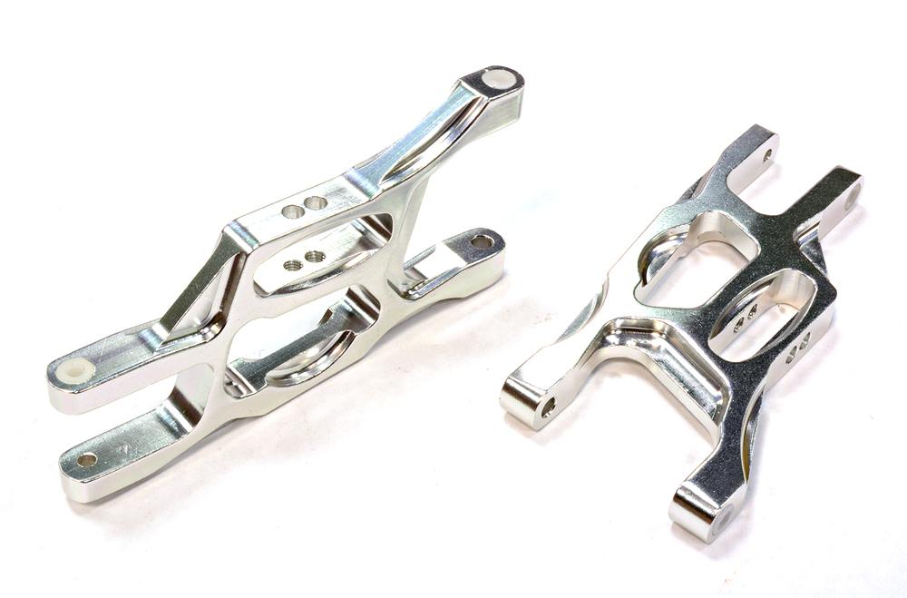 C25314SILVER Billet Machined T4 Front Lower Arms for Rustler 2WD, Stampede 2WD & Slash 2WD - Image 1