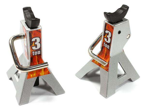 C25386SILVER Realistic Model Jack Stands (2) for 1/10 & 1/8 Scale & Rock Crawler - Image 1