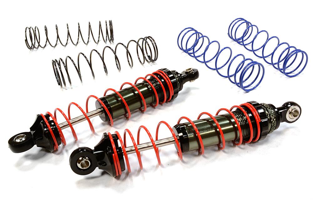 C25389BLACK T4 Realistic 94mm Off-Road Shock Set(2)for 1/10 Scale All Terrain & Scale Trucks - Image 1