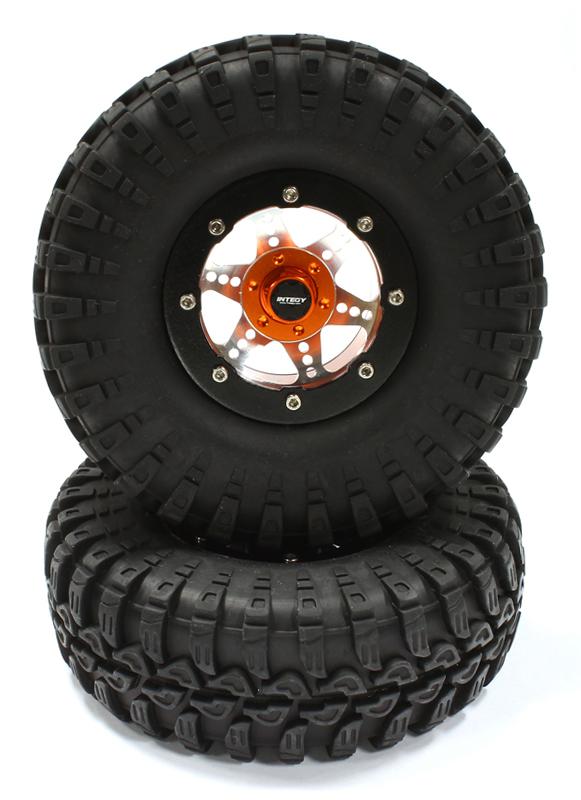 C25409ORANGE V2 Alloy 6 Spoke Type S3 1.9 Size Wheel & Tire (2) for Scale Crawler (OD=106mm) - Image 1