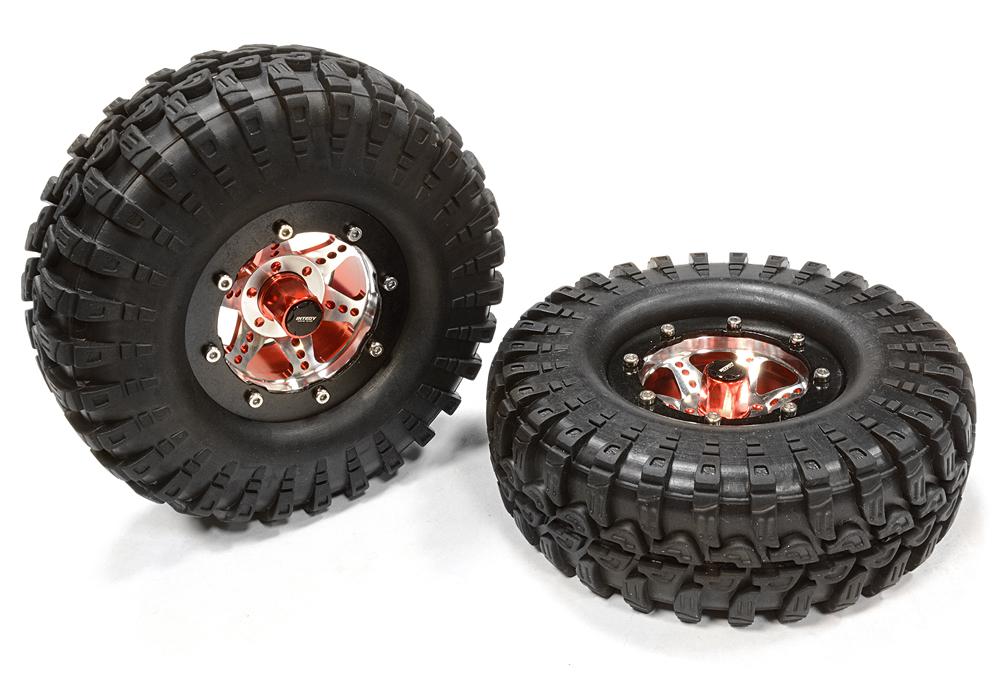 C25409RED V2 Alloy 6 Spoke Type S3 1.9 Size Wheel & Tire (2) for Scale Crawler (OD=106mm) - Image 1