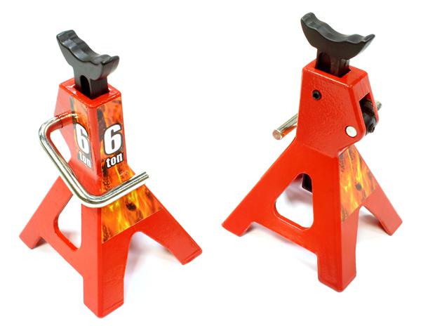 C25427RED Realistic Model Jack Stands (2) for 1/10 & 1/8 Scale & Rock Crawler - Image 1