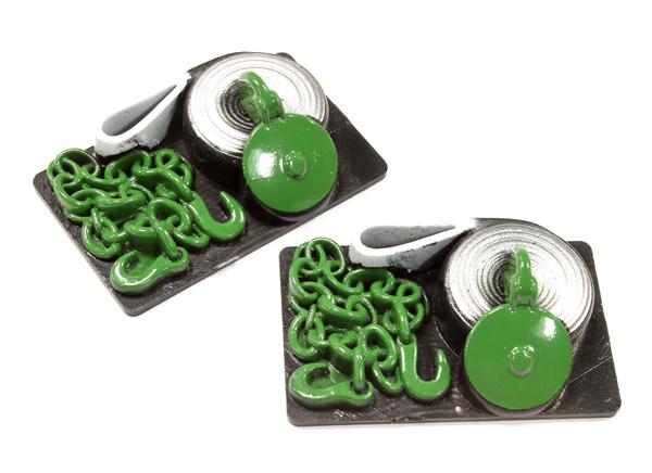 C25431GREEN Realistic Scale Plastic Model Winch Cable w/ Hooks 1/10 Size - Image 1