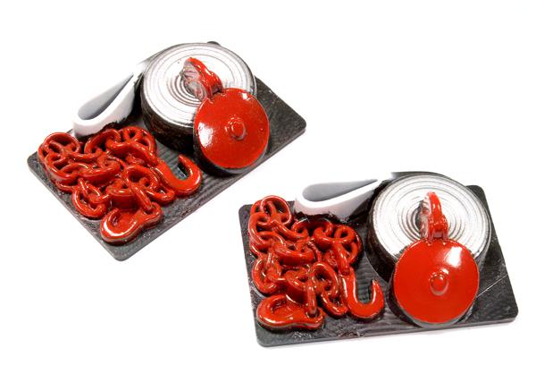 C25431RED Realistic Scale Plastic Model Winch Cable w/ Hooks 1/10 Size - Image 1