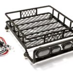 Realistic 1/10 Scale Metal Luggage Tray 140x118mm with 4 LED Spot Light Set