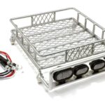 Realistic 1/10 Scale Metal Luggage Tray 140x118mm with 4 LED Spot Light Set