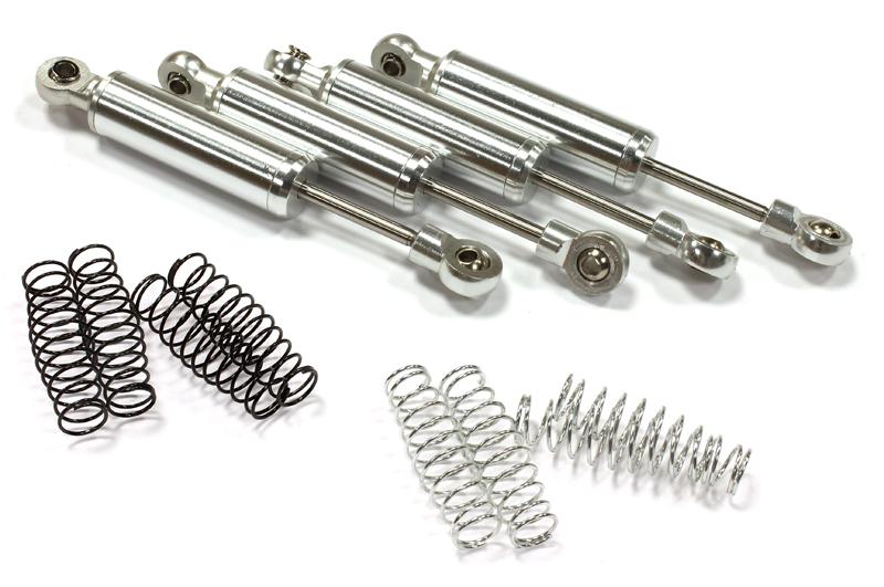 C25437SILVER Realistic 82mm Off-Road Shock Set (4) for 1/10 Scale Rock Crawler & Scale Trucks - Image 1