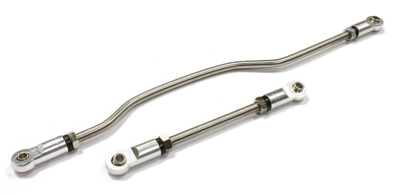 C25457SILVER Billet Machined Alloy Steering Linkage Assembly for Axial Wraith 2.2 Crawler - Image 1
