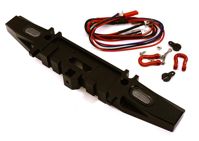 C25464 Billet Machined Rear Bumper w/ LED Lights for D90 Scale Rock Crawler - Image 1