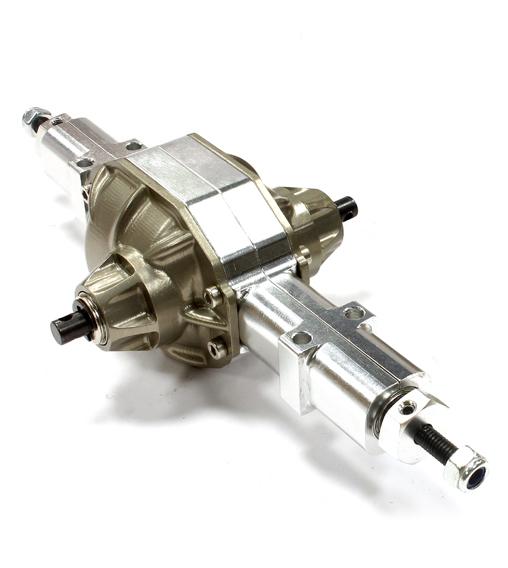 C25472SILVERGUN Billet Machined T2 Mid Transmission Axle Setup for Custom 1/14 Semi-Tractor - Image 1