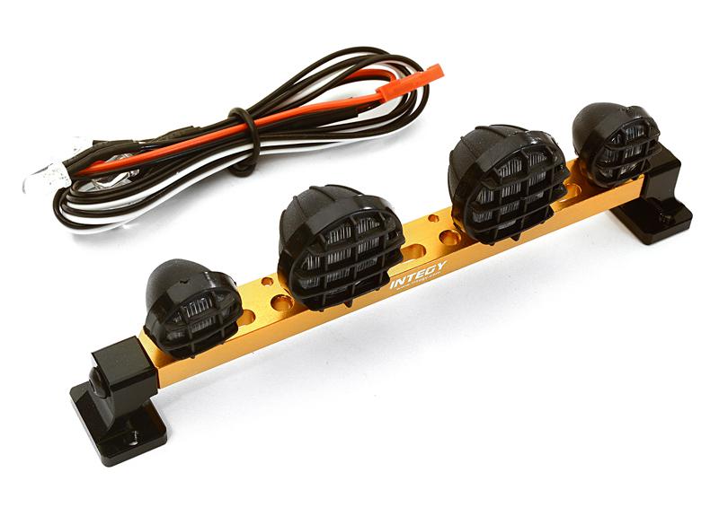 C25495GOLD Realistic Roof Top Spot LED (4) Light Set 124mm Wide for 1/10 Off-Road Vehicles - Image 1