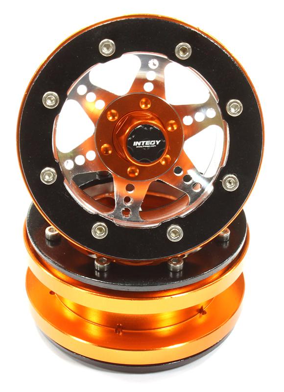 C25506ORANGE Billet Machined 6 Spoke Type S3 Off-Road 1.9 Size Wheel Set(2) for Scale Crawler - Image 1