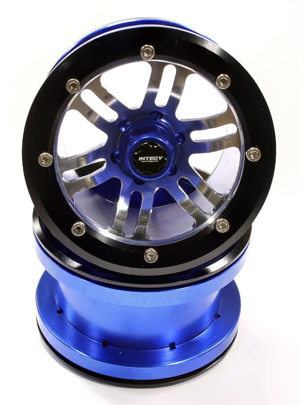 C25507BLUE Billet Machined D6Type Spoke Off-Road 2.2 Size Wheel Set (2) for Rock Crawler - Image 1