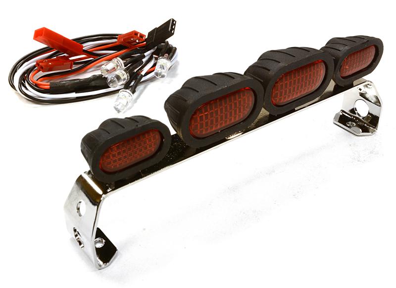 C25510RED Realistic Roof Top Spot LED (4) Light Set 107mm Wide for 1/10 Scale Off-Road - Image 1