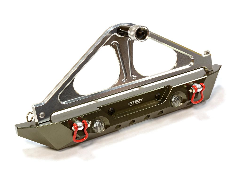 C25541GUN Realistic 1/10 Rear Bumper with Spare Tire Rack for SCX-10 - Image 1