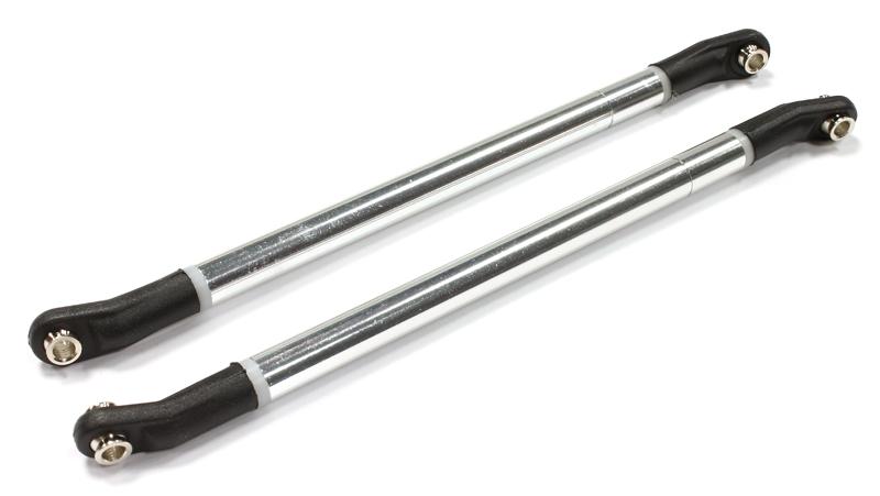 C25591SILVER 130mm-132mm Suspension Links (2) w/ Angled Rod Ends for SCX-10 & Other Crawlers - Image 1