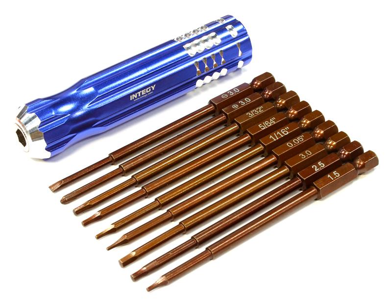 C25594BLUE QuickPit 9pcs Set, Phillips+Flat+Hex Tip Set (0.05 1.5 1/16 5/64 2.5 3/32 3.0) - Image 1