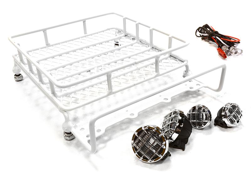 C25607WHITE V2 Realistic 1/10 Scale Metal Luggage Tray 144x116mm with 4 LED Spot Light Set - Image 1