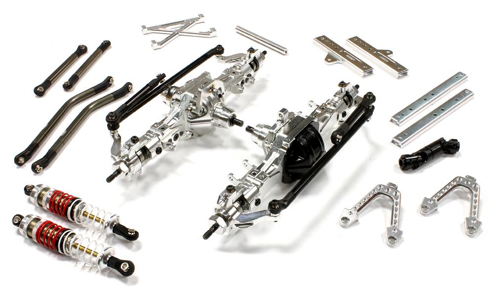 C25624SILVER Billet Machined 6X6AWS Conversion Kit for 1/10 Trail Roller Scaler Crawler - Image 1