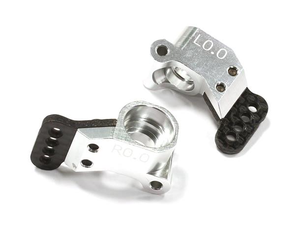 C25648SILVER Billet Machined Rear Hub Carriers for Associated Short Course Truck SC10.2 - Image 1