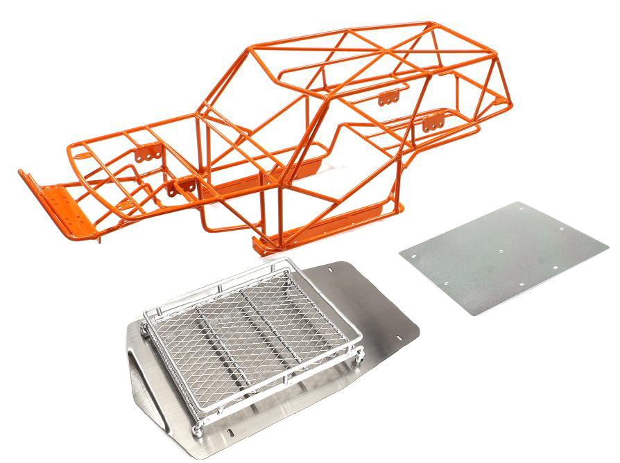 C25668SILVERORANGE Realistic T2 Steel Roll Cage Body w/ Luggage Tray for Axial Wraith 2.2 - Image 1