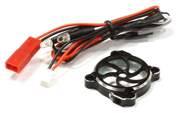 C25684BLACK Billet Machined Cooling Fan Cover w/ LED Light for 25x25mm Fan Size - Image 1