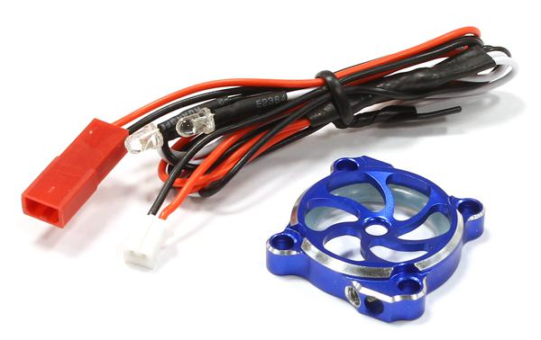 C25684BLUE Billet Machined Cooling Fan Cover w/ LED Light for 25x25mm Fan Size - Image 1