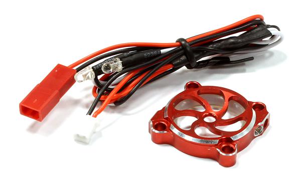C25684RED Billet Machined Cooling Fan Cover w/ LED Light for 25x25mm Fan Size - Image 1