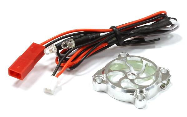 C25684SILVER Billet Machined Cooling Fan Cover w/ LED Light for 25x25mm Fan Size - Image 1