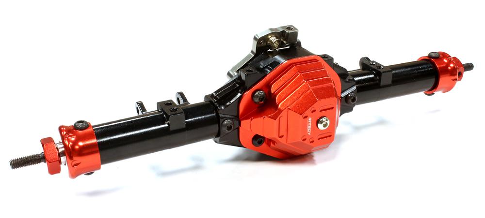 C25700BLACKRED Complete Billet Machined T4 Rear Axle for SCX-10, Dingo, Honcho & Jeep - Image 1