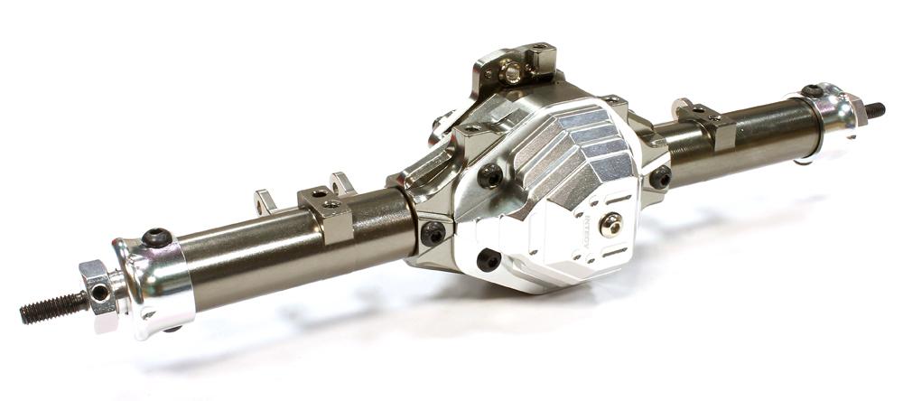 C25700GUNSILVER Complete Billet Machined T4 Rear Axle for SCX-10, Dingo, Honcho & Jeep - Image 1