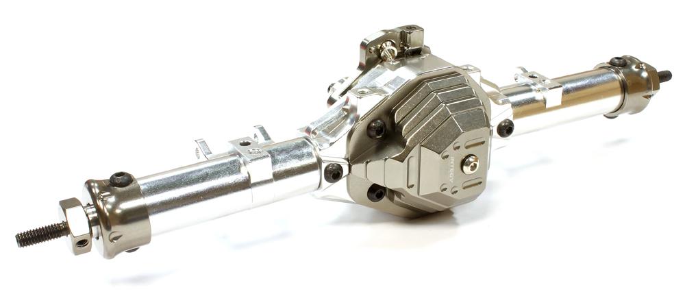C25700SILVERGUN Complete Billet Machined T4 Rear Axle for SCX-10, Dingo, Honcho & Jeep - Image 1