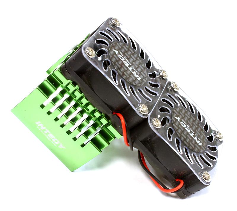 C25728GREEN Twin 40x40mm HS Cooling Fan+Heatsink Mount for 40mm O.D. Motor - Image 1