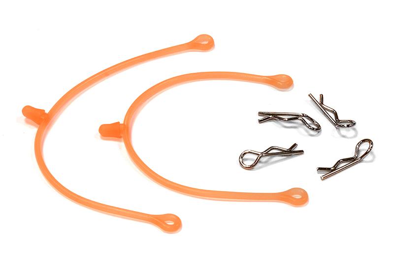 C25737ORANGE Body Clip Retainer w/ Body Clip (4) for 1/10 Size Touring Car & Drift Car - Image 1