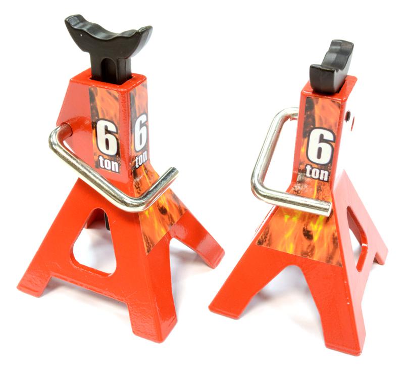 C25764RED Realistic Model Jack Stands (2) for 1/10 & 1/8 Scale & Rock Crawler - Image 1