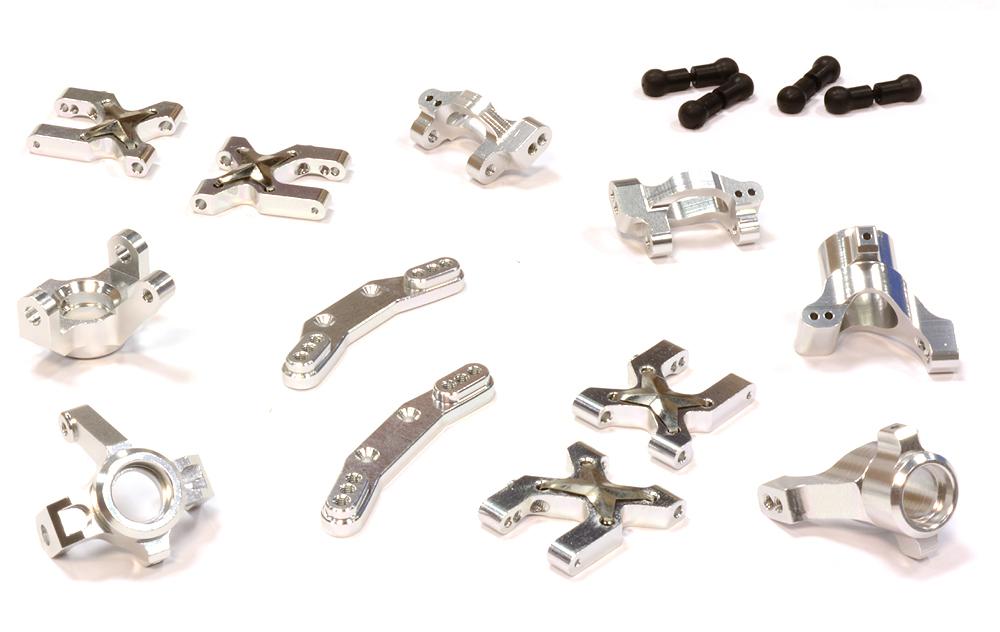 C25786SILVER Billet Machined Suspension Kit for Traxxas LaTrax Rally 1/18 Scale - Image 1