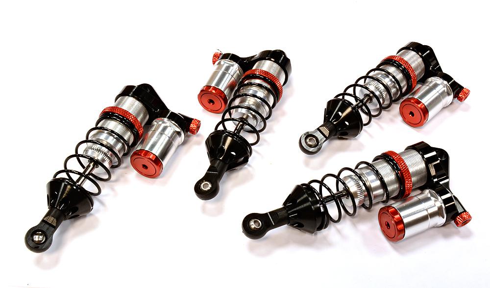 C25788SILVER Billet Machined Silver Shock Set for HPI 1/8 Apache SC Flux (4-Pack) - Image 1