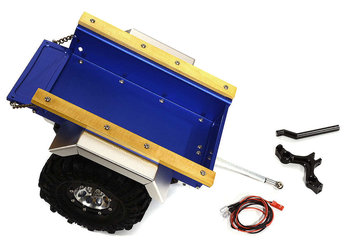 C25800BLUE Realistic Leaf Spring 1/10 Size Utility Box Trailer for Scale Crawler Truck - Image 1