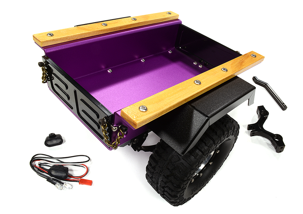 C25800PURPLE Realistic Leaf Spring 1/10 Size Utility Box Trailer for Scale Crawler Truck - Image 1