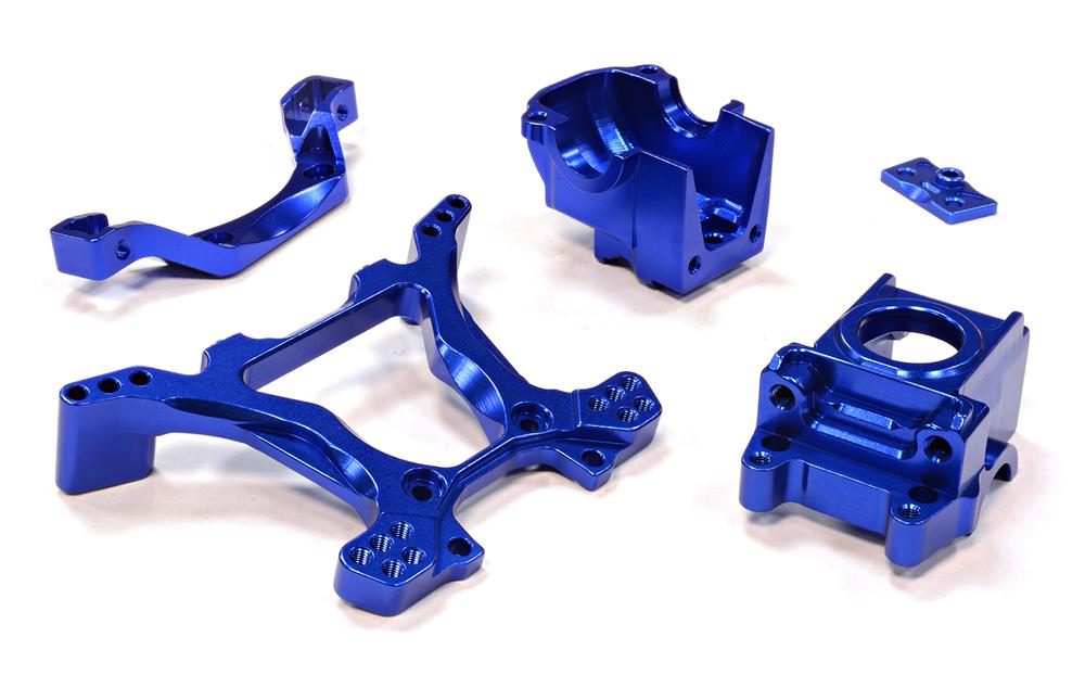 C25807BLUE Billet Machined Rear Gearbox & Shock Tower for Traxxas 1/10 Telluride 4X4 - Image 1