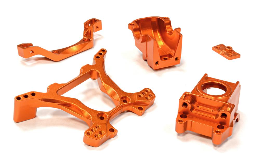 C25807ORANGE Billet Machined Rear Gearbox & Shock Tower for Traxxas 1/10 Telluride 4X4 - Image 1