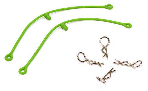 C25815GREEN Secured Body Clip (4) with 85mm Connecting Link for 1/10 Scale - Image 1