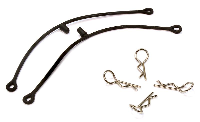 C25816BLACK Secured Body Clip (4) with 115mm Connecting Link for 1/10 Scale - Image 1