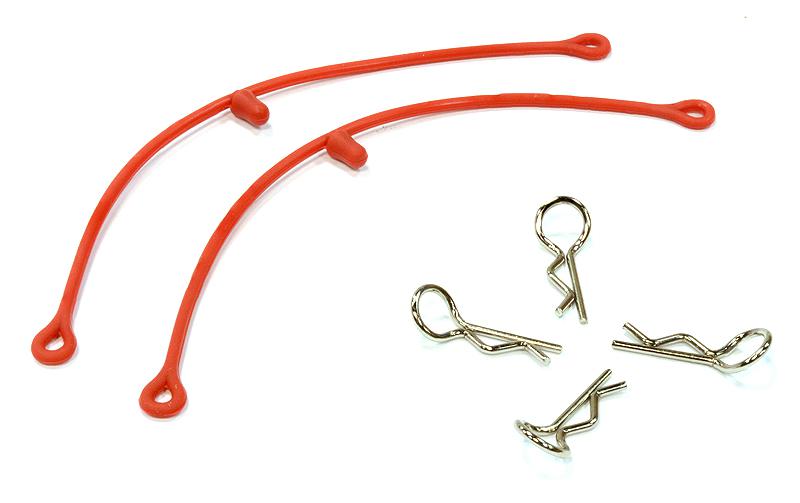 C25816RED Secured Body Clip (4) with 115mm Connecting Link for 1/10 Scale - Image 1