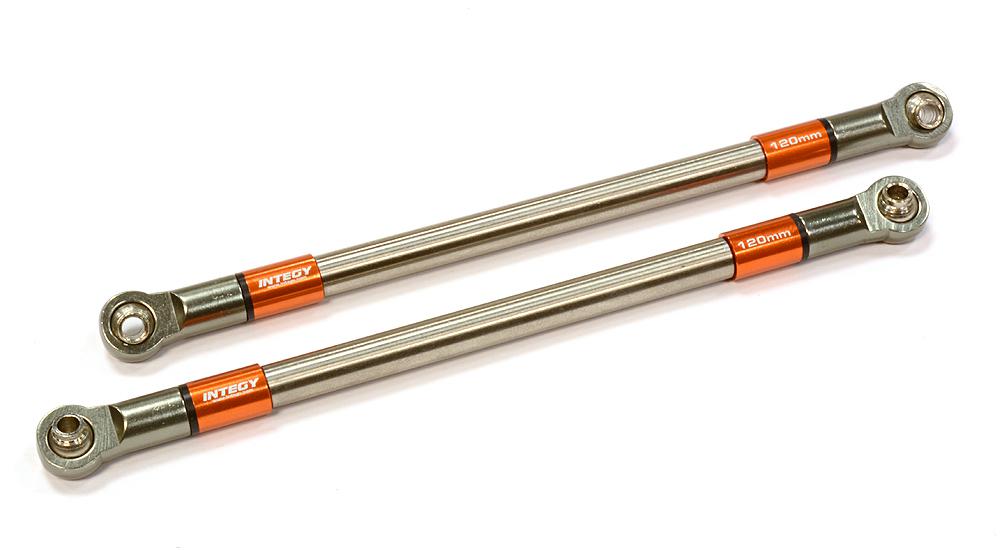 C25818ORANGE Machined 120mm Titanium Suspension Links (2) for Axial SCX-10 & Other Crawlers - Image 1