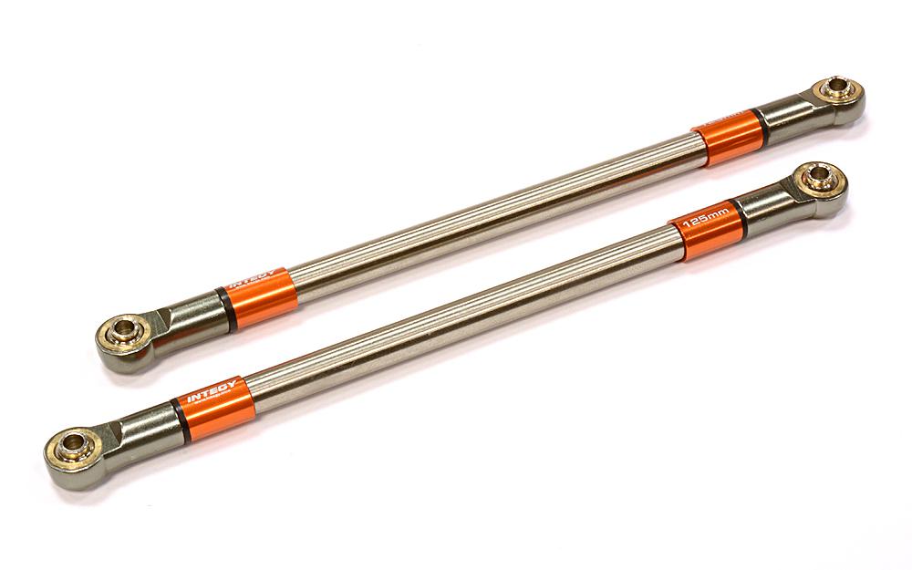 C25821ORANGE Machined 125mm Titanium Suspension Links (2) for Axial SCX-10 & Other Crawlers - Image 1