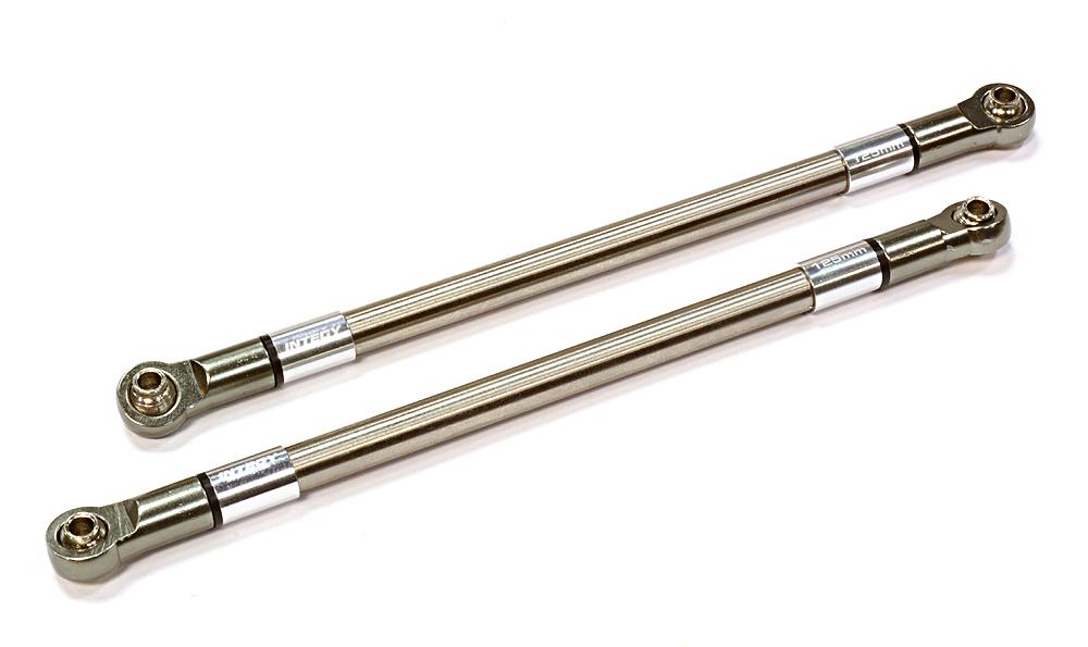 C25821SILVER Machined 125mm Titanium Suspension Links (2) for Axial SCX-10 & Other Crawlers - Image 1