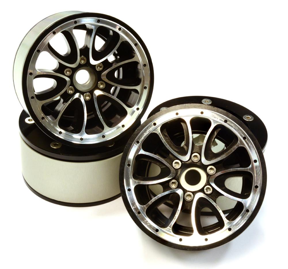 C25848BLACK Billet Machined High Mass 12 Spoke 2.2 Size Wheel (4) for 1/10 Axial Wraith 2.2 - Image 1