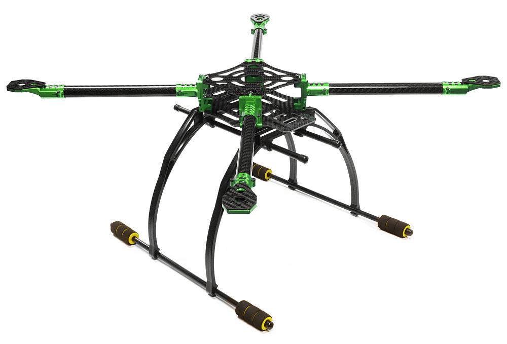 C25864GREEN Custom Machined Alloy+Carbon Fiber Quadcopter Upgrade Frame 550 Size Foldable - Image 1