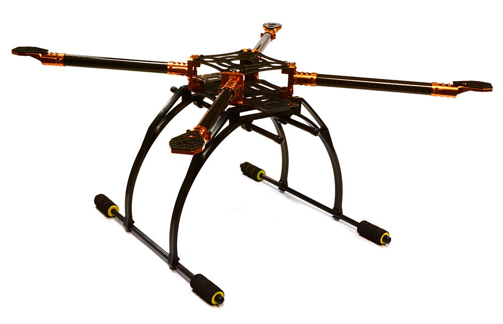 C25864ORANGE Custom Machined Alloy+Carbon Fiber Quadcopter Upgrade Frame 550 Size Foldable - Image 1